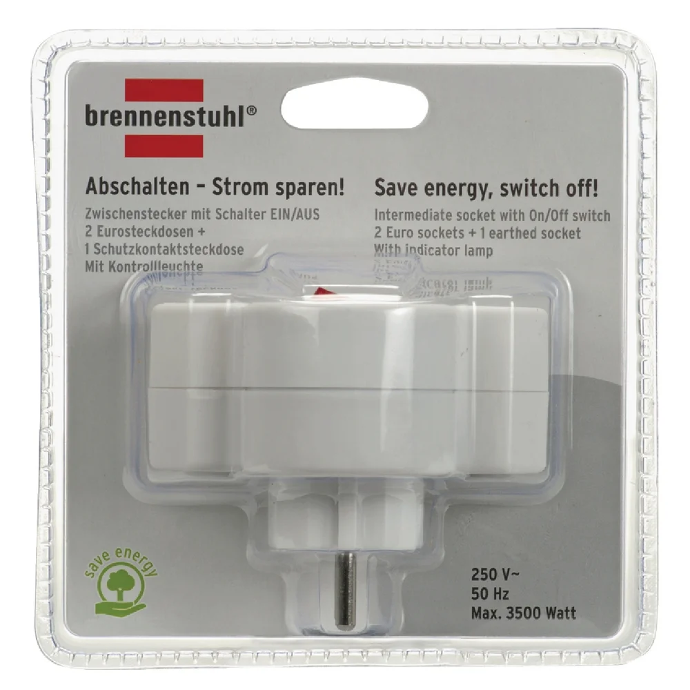 Adaptador com Interruptor On / Off e 2 + 1 Schuko