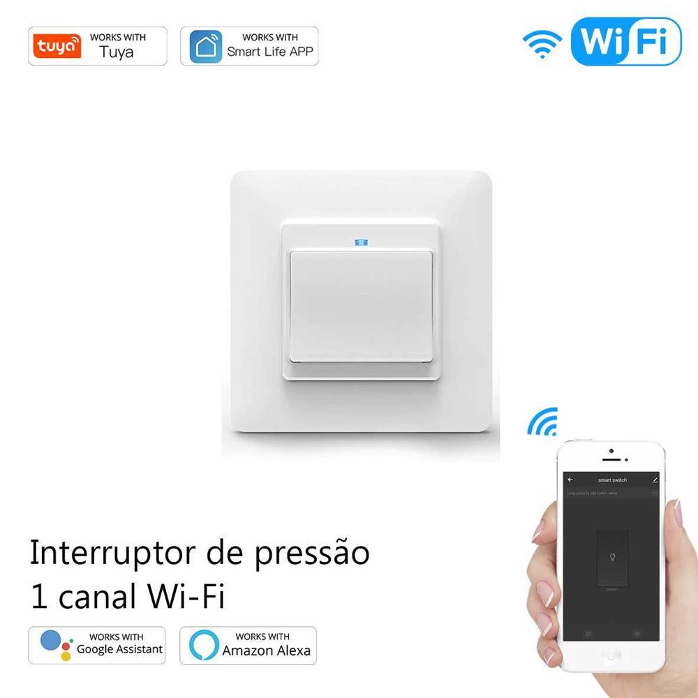 Interruptor de pressão 1 canal Wi-Fi
