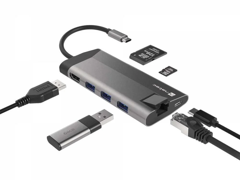 Adaptador Natec Fowler Plus Usb-C->3xusb 3.0,Hdmi.