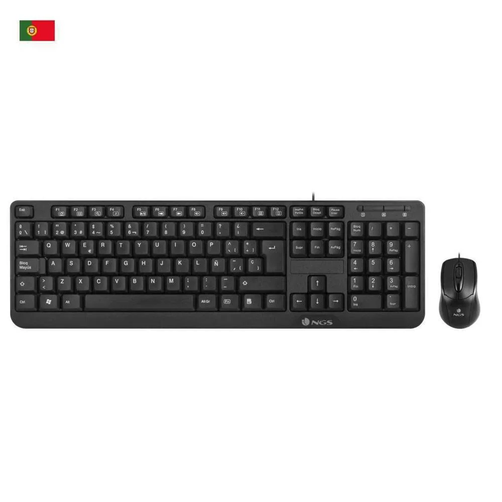 Pack Teclado Pt + Rato &Oacute;tico 1000dpi Cocoa Kit - Ngs