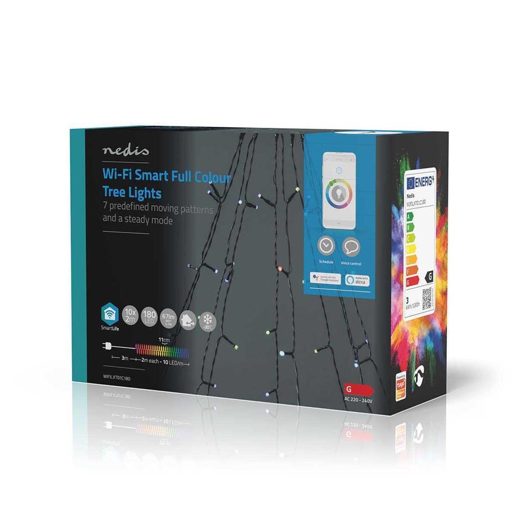 Iluminación Navideña Inteligente | Árbol | Wi-Fi | RGB | 180 Led's | 10 X 2 M | Android / Ios