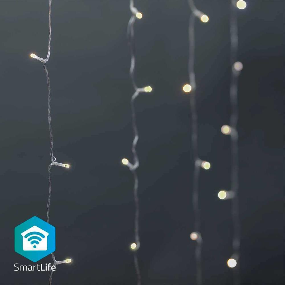 Iluminación Navideña Inteligente | Cortina | Wi-Fi | Cálido a Frío Blanco | 200 Led's | 3 M | Androi