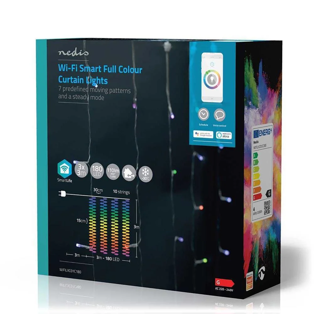 Iluminação Decorativa Nedis Smartlife Wi-Fi RGB | 180 Leds | 3m | Android / Ios