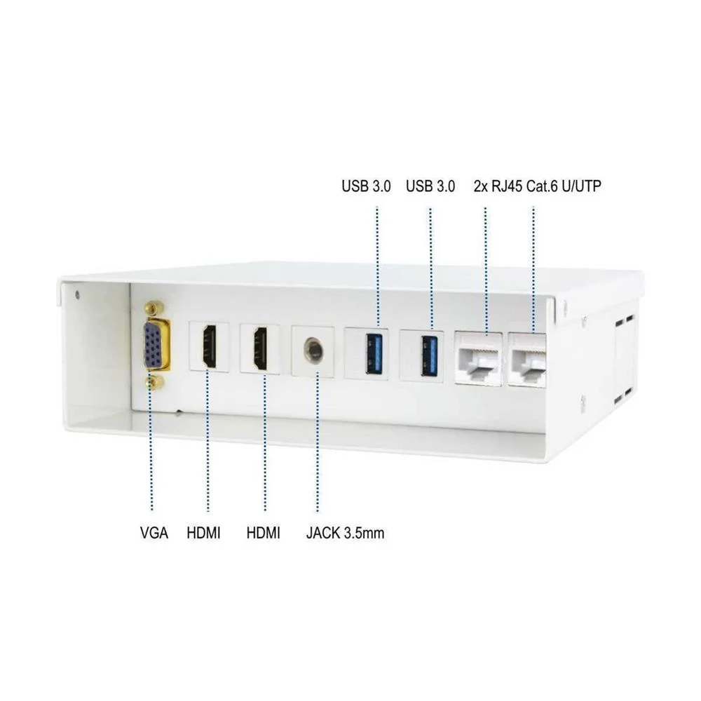 Caixa de Parede Multimédia Ewent Ew1555 Network Vga + 2xhdmi + Áudio + 2xusb + 2xrj45, Branco