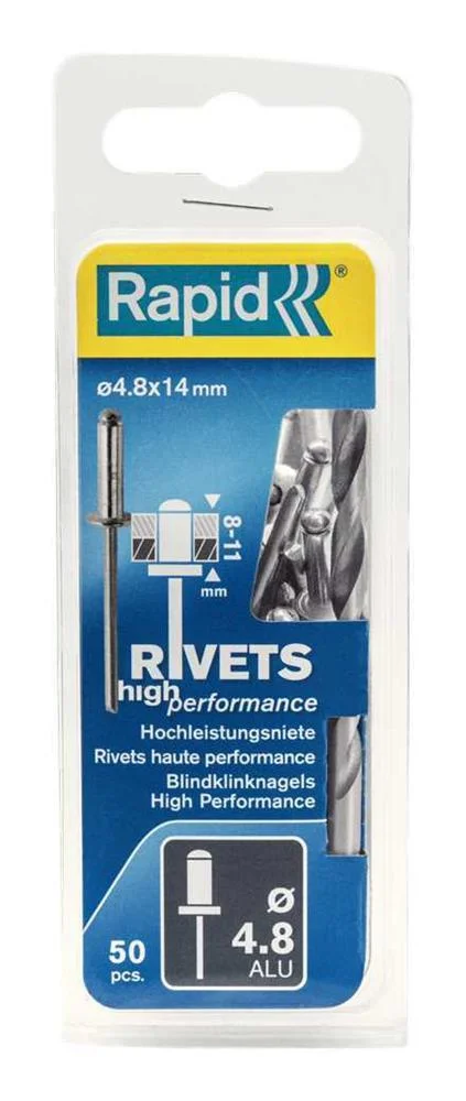 Blíster de 50 Rebites Ø4,8x14mm. Alu+Broca 5000389 Rapid