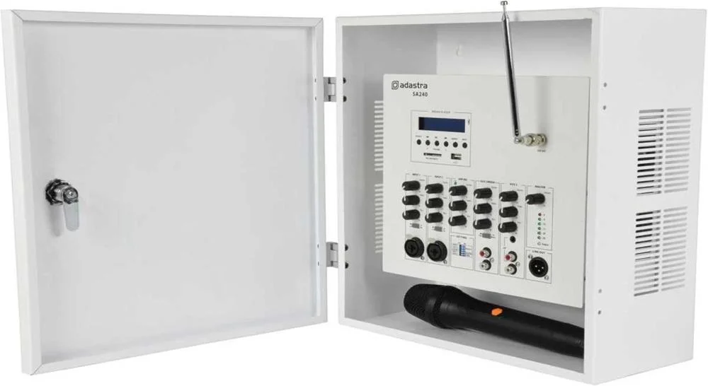 Amplificador de parede 100V com microfone UHF
