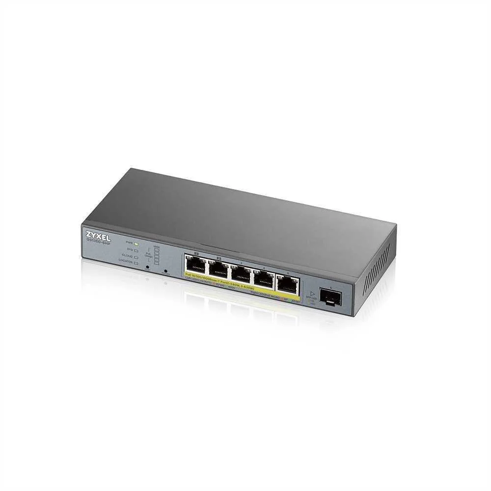 Zyxel Switch  6x Ge Gs1350-6hp   Poe Long Range  60w 802.3bt