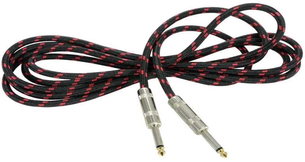Classic Braided Guitar Lead Black/Red 3.0m