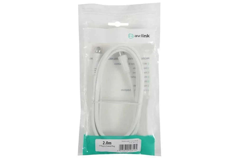 Coaxial F-Type Plug To Coax Plug Lead 2.0m