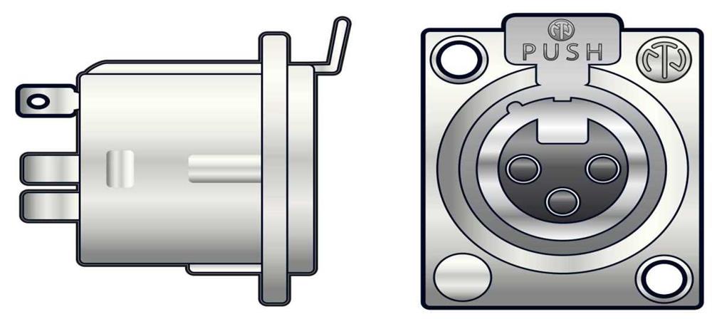 Neutrik Nc3fd-L-1 Conector Xlr Preto, Prateado