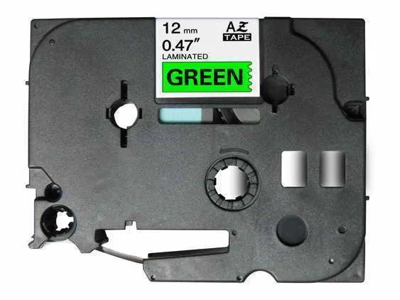 Fita Laminada Compatível Brother Tze-731 - 12mm X 8 Metros Preto/Verde
