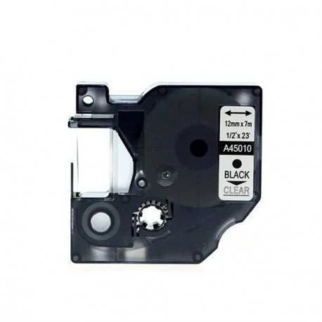 Fita Compatível Dymo D1 45010 - 12mm X 7 Metros Preto/Transparente S0720500