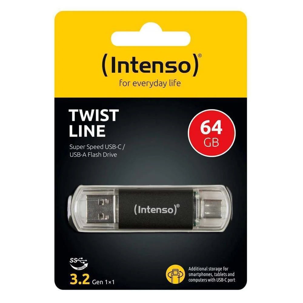 Usb-Stick Twist Line 64gb Intenso 3.2 Gen 1x1 Usb-C=>usb-A Retail
