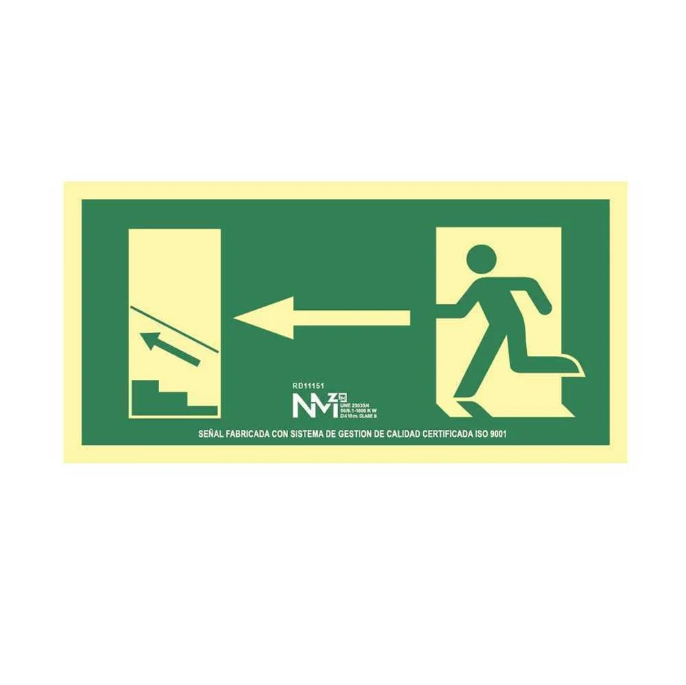 Sinal Evacuação Escadas Acima à Esquerda Pvc 0,7mm Classe B 32x16cm B11151 Normaluz