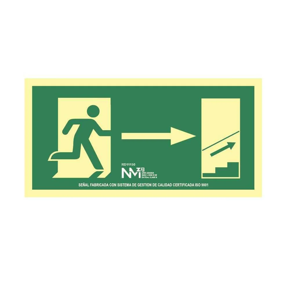 Sinal Evacuação Escadas Acima à Direita Pvc 0,7mm Classe B 32x16cm B11150 Normaluz