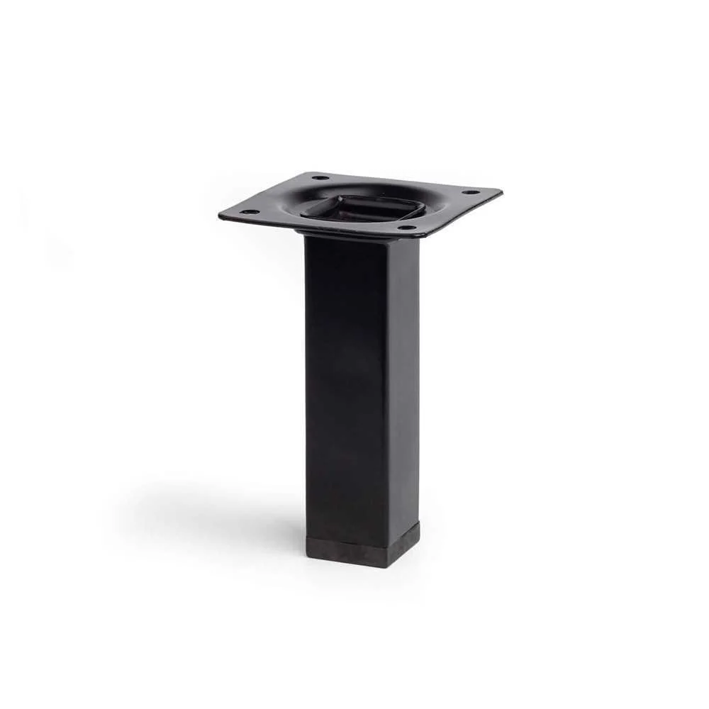 Pé Quadrado de Aço. Cor Preto. Mod. 400g. Medidas.