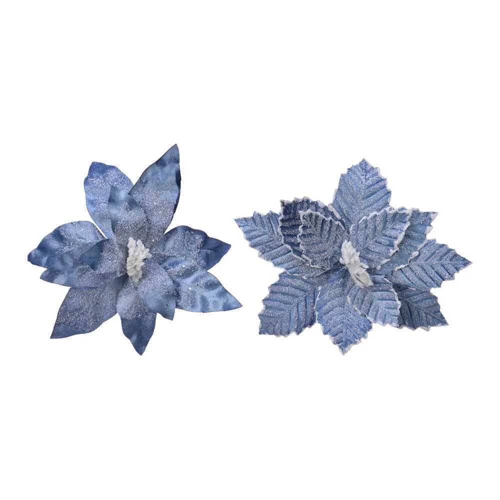 Flor de Páscoa Azul de Poliéster Efeito Geada Ø34x6cm Cores/Modelos Sortidos