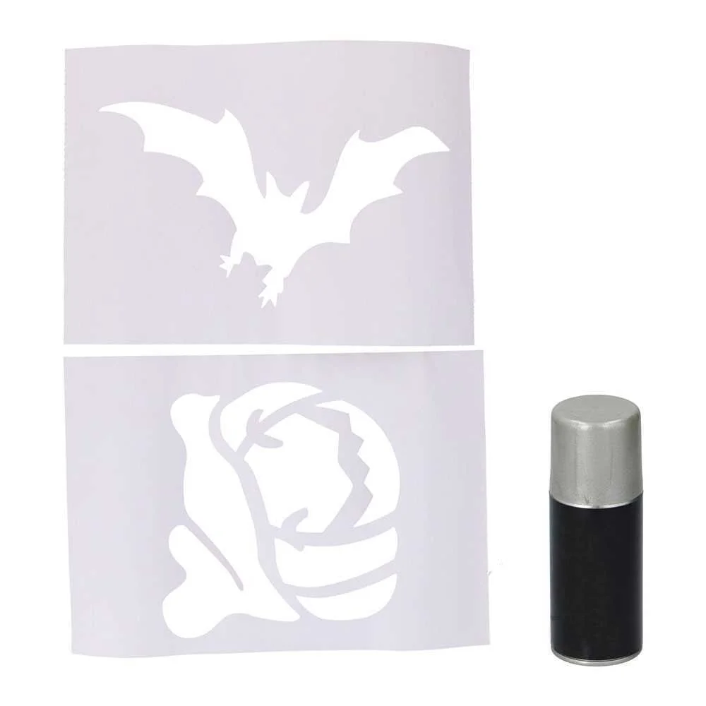 Kit Decoração de Janelas para Halloween Spray + Stencils