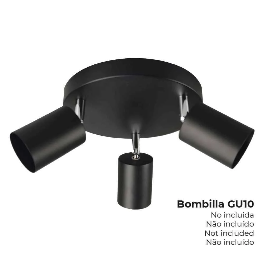 Aplique 2 Elementos Gu10 Preto Edm
