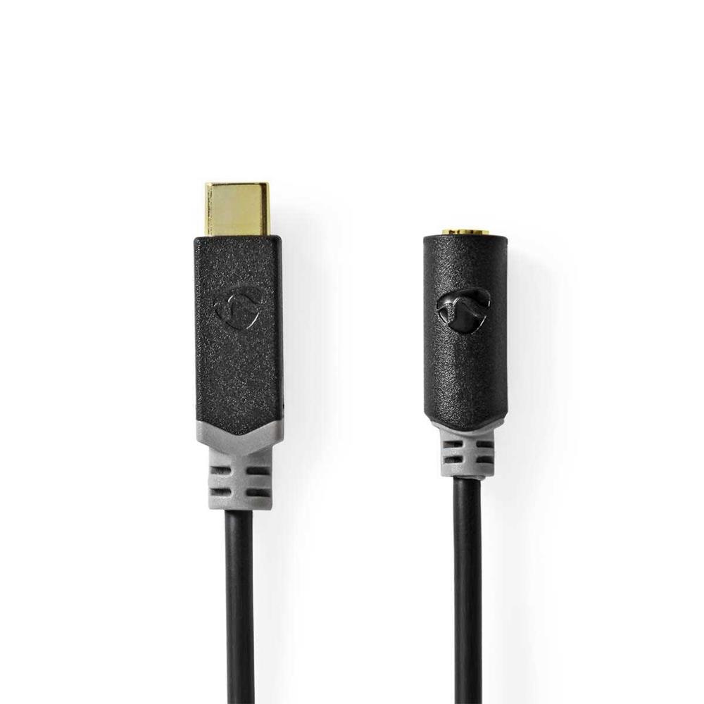 Adaptador Usb-C | Usb 2.0 | Usb-C Macho | 3.5 Mm Hembra | 1.00 M | Redondo | Chapado En Oro | Pvc 