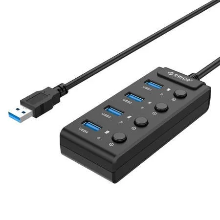 Orico  Usb 3.0. Hub With Switches, 5x Usb (Black)