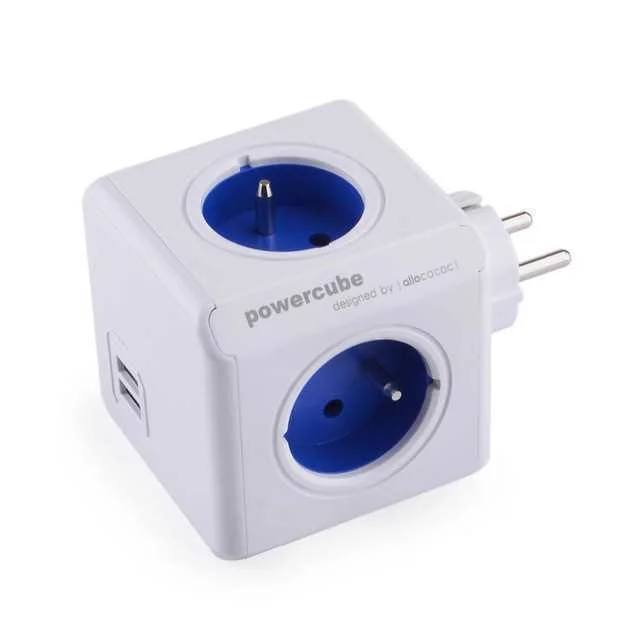 Allocacoc Powercube Original Usb (E) Power Extension 4 Ac Outlet(S) Blue  White