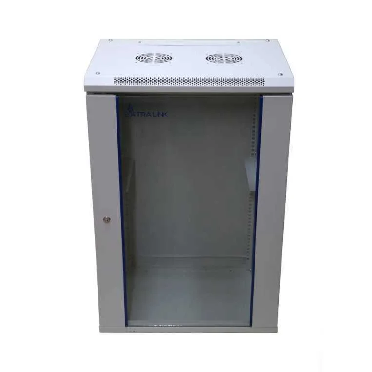 Extralink-szafa wisz 19  18U 600mm d szklane szara