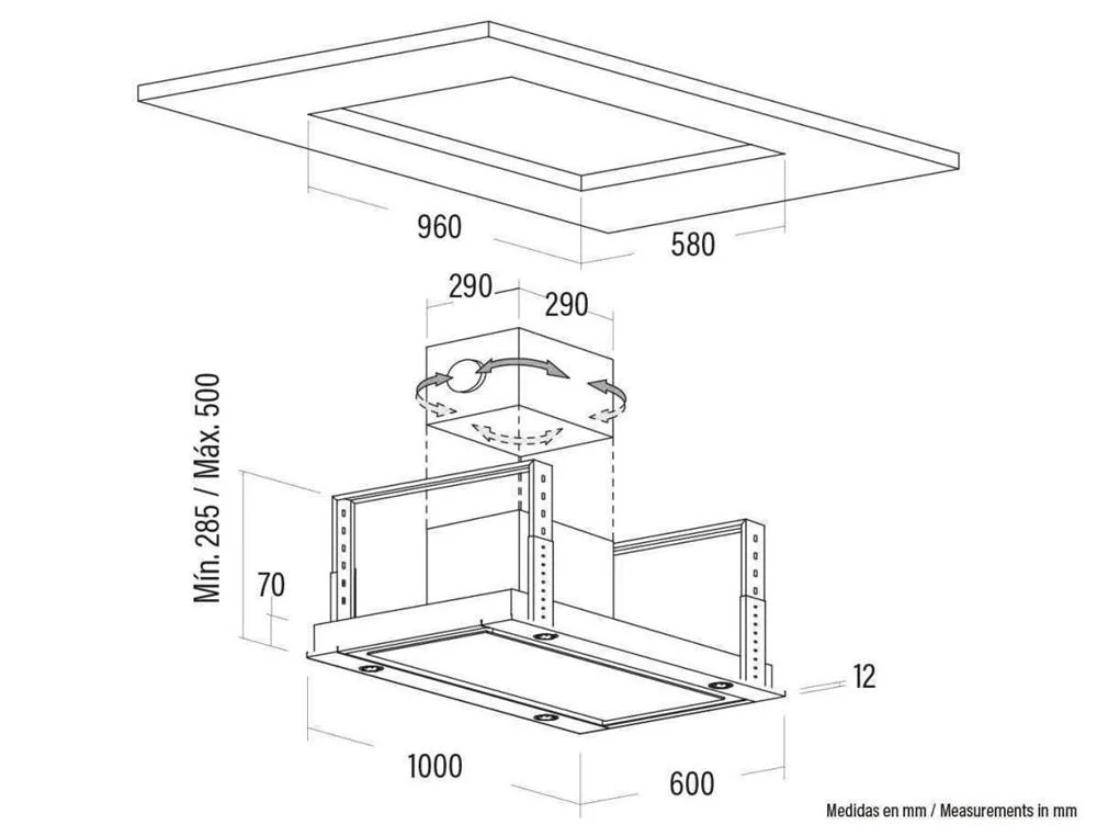 Sirin Built-In Hood 1000 Gwh 850m³/H (White) - Cata