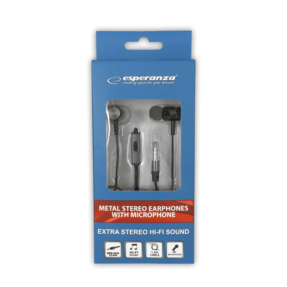 Esperanza Metal Earnesphones com Microfone Eh207 .