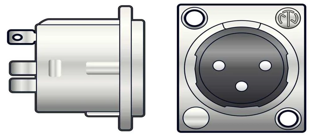 Neutrik. 3pin xlr chassi plug - terminais de solda
