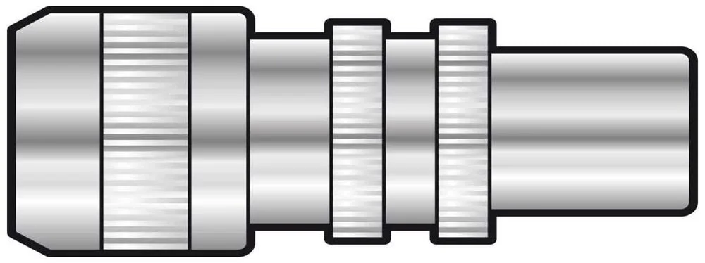Ficha coaxial de alumínio de precisão - embalado .