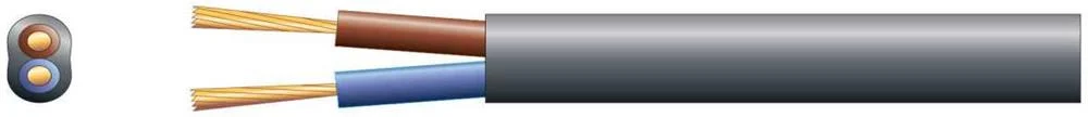 2 Core Oval Mains Pvc, 2 X 24/0.2mm, 6a, Black, 100m