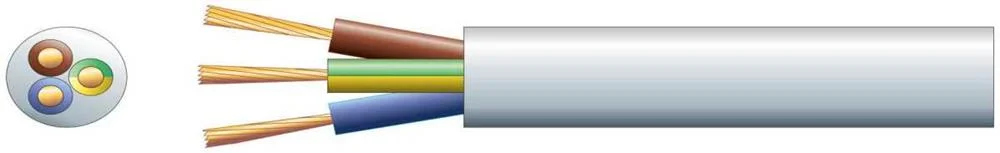 3 Core Round Mains Pvc, 3 X 40/0.2mm, 13a, 7.8mmã, White, 100m