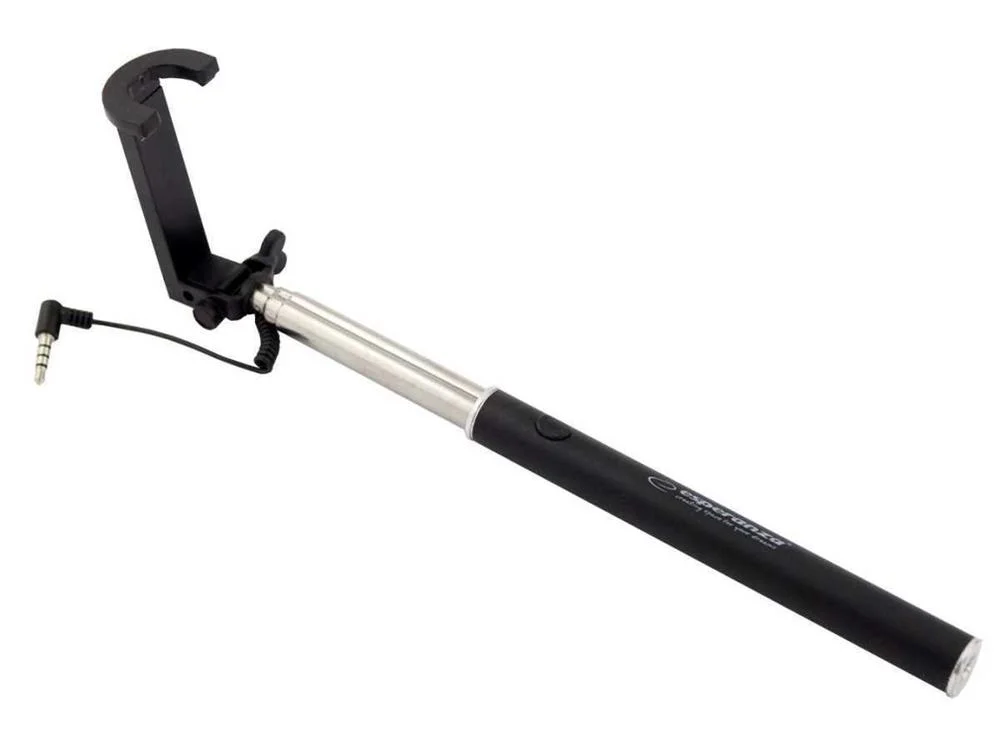 Wired Monopod For Smartphones For Making Selfie Pictures Black