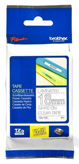Brother Laminated Tape Tze-145 - White On Clear