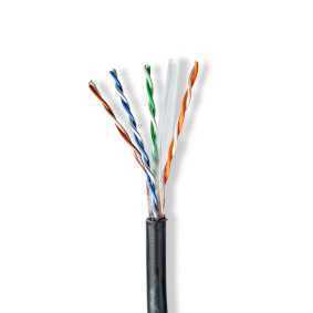 Bobina de Cable | Cat6 | Sólido | U/Utp | Cca | 100.0 M | Outdoor | Redondo | Pe | Negro | Caja Cart