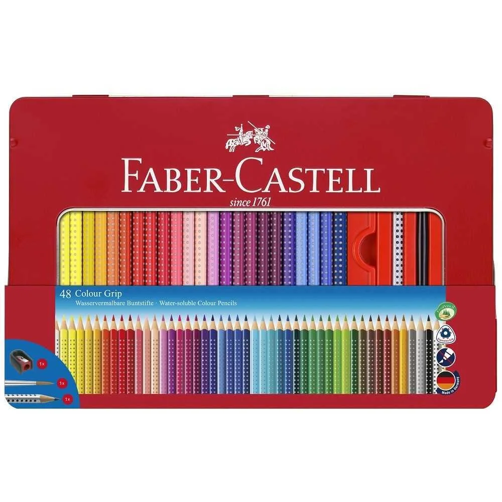 Faber Castell 48 Grip Pencil Metal Box 112448