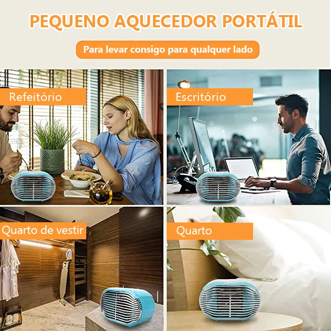 Mini Aquecedor de Cerâmica Portátil 800w