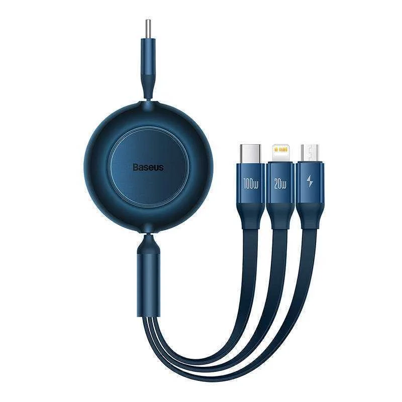 Cabo USB-C 3 em 1 100 W 3,5 A 1,1 m Azul Baseus