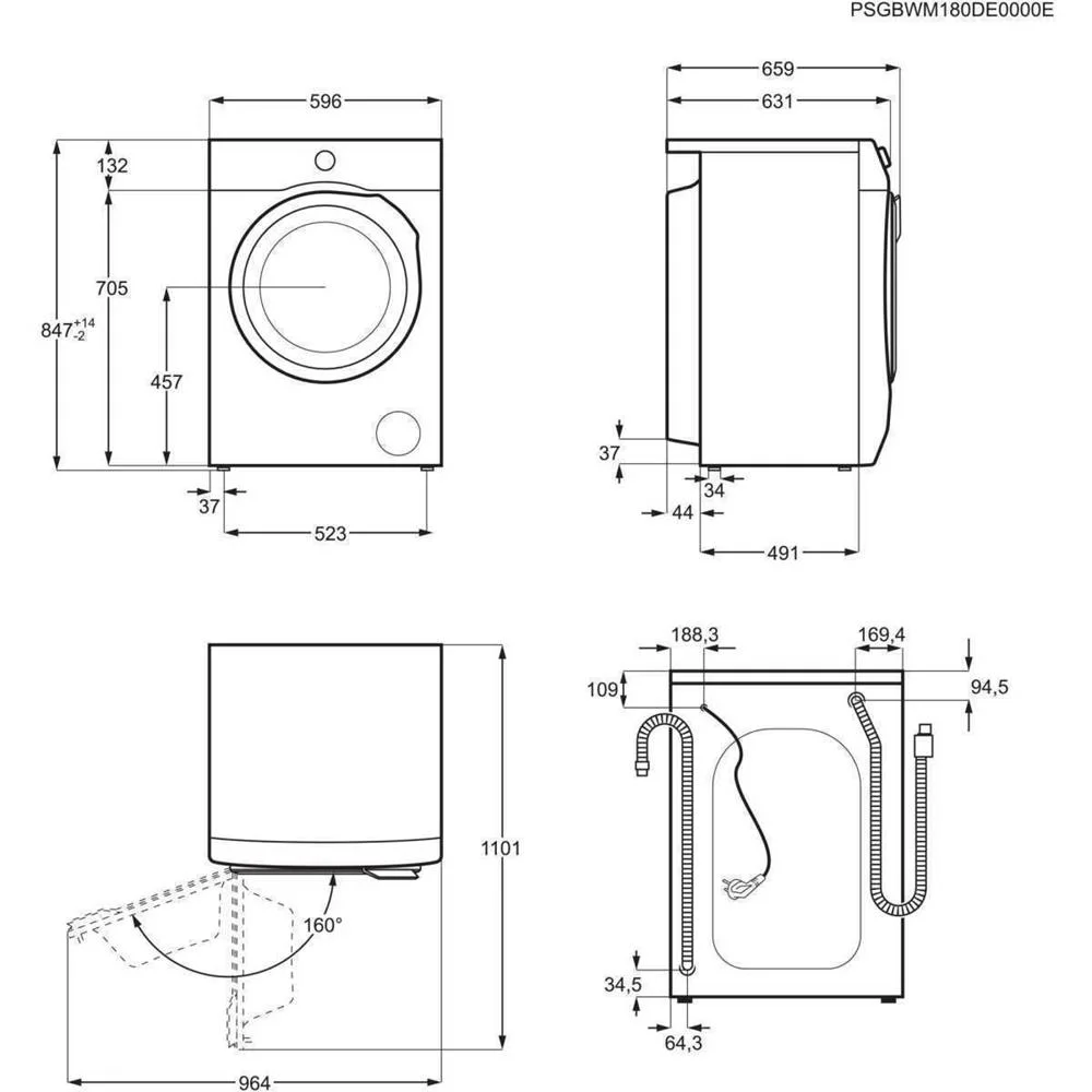 Washing Machine 10kg 1400rpm Ew6f4143fb (White) - Electrolux
