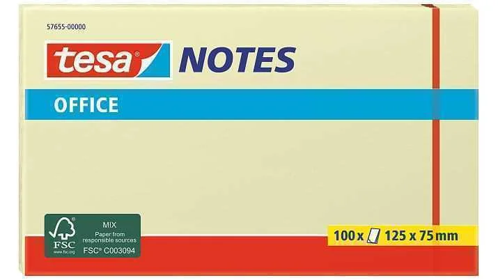 Tesa Office Notes 100 Blatt 125 X 75mm Gelb