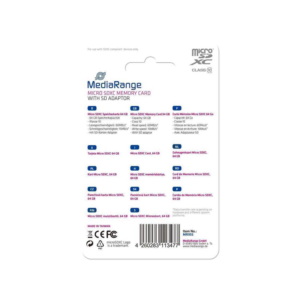 Mediarange Mr955 Cartão de Memória 64 Gb Microsdx.