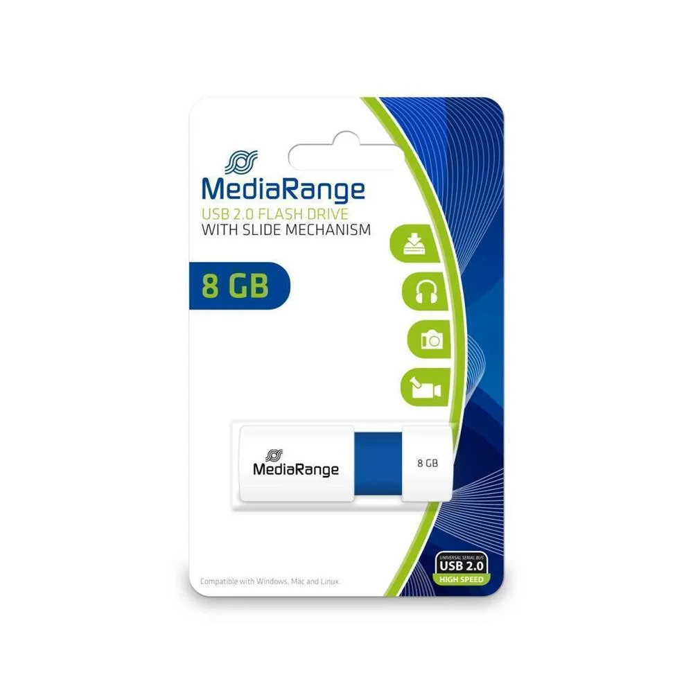 Mediarange Usb-Stick  8gb Usb 2.0 Slider Blue