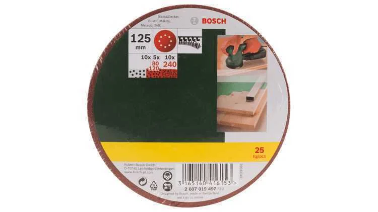 Bosch 25 Almofadas de lixa para lixadeira Random O