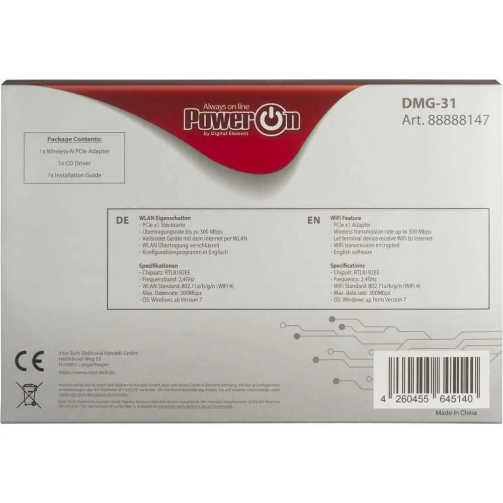 INTER-TECH DMG-31 INTERNO WLAN 300 MBIT/S
