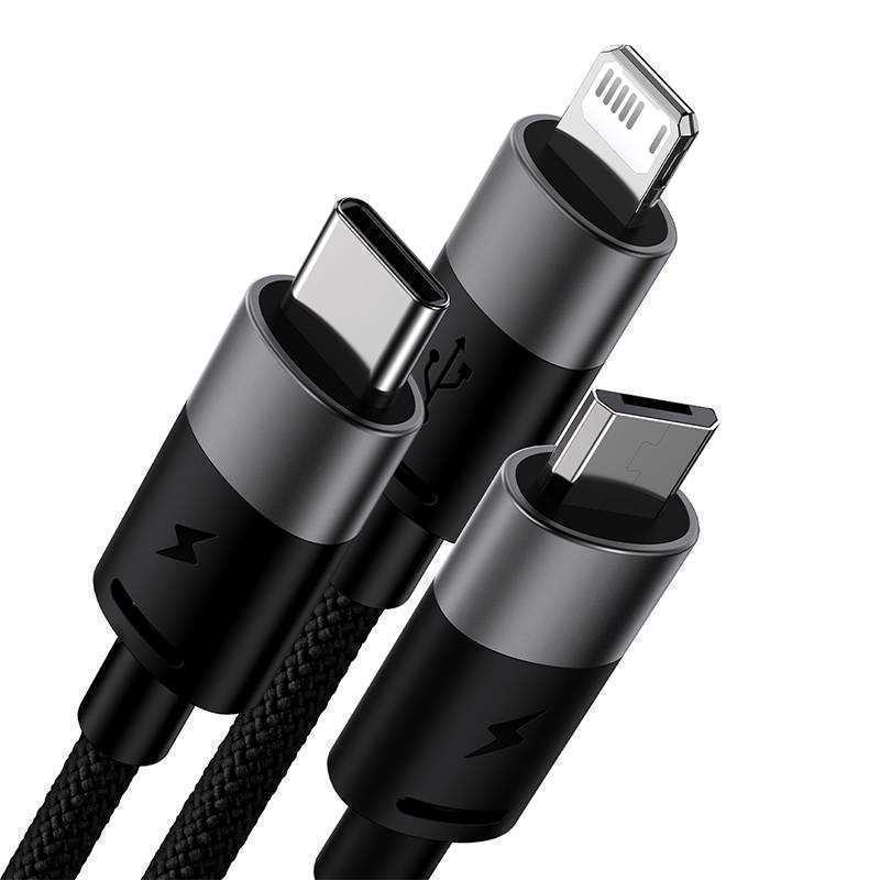 Cabo Starspeed Usb-A Macho - "3-Em-1" Cabo Lightning / Micro Usb / Usb-C Macho 1,2 Mts - Baseus
