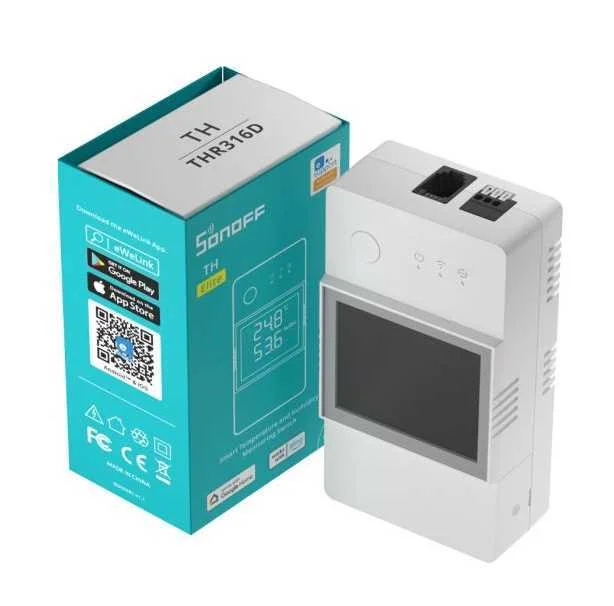 Sonoff Th16 Elite (R3) Wifi Smart Relay (230v/16a And No/Nc Dry Contact) With Sensor Input And Lcd S