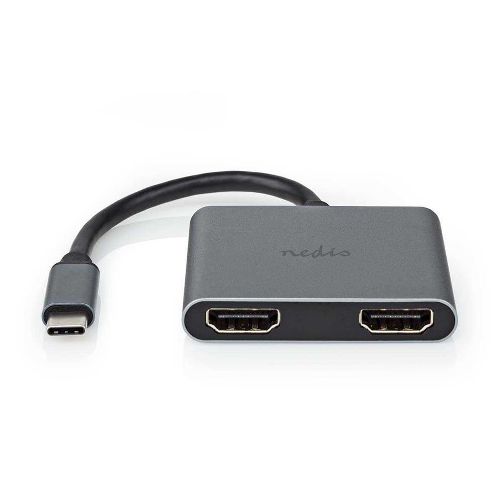 Adaptador Usb-C | Usb 3.2 Gen 1 | Usb-C Macho | 2x Hdmi | 4k@30hz | 0.10 M | Redondo | Niquelado 
