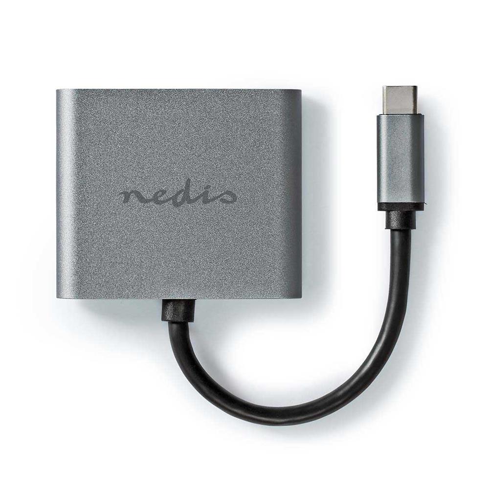 Adaptador Usb-C | Usb 3.2 Gen 1 | Usb-C Macho | 2x Hdmi | 4k@30hz | 0.10 M | Redondo | Niquelado 