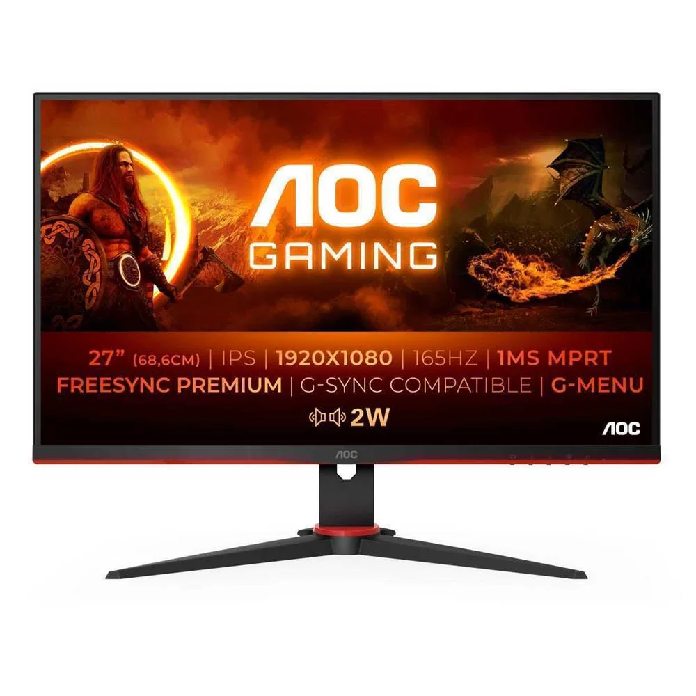 Monitor G2 Ips LED 27" 27g2spae/Bk LED Full Hd Preto, Vermelho - Aoc
